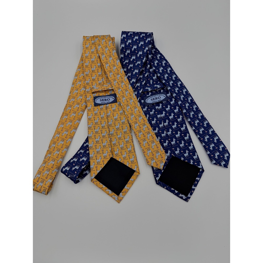 Sero New England Classics Silk Tie Bundle Donkey American Flag Navy Yellow 2pc